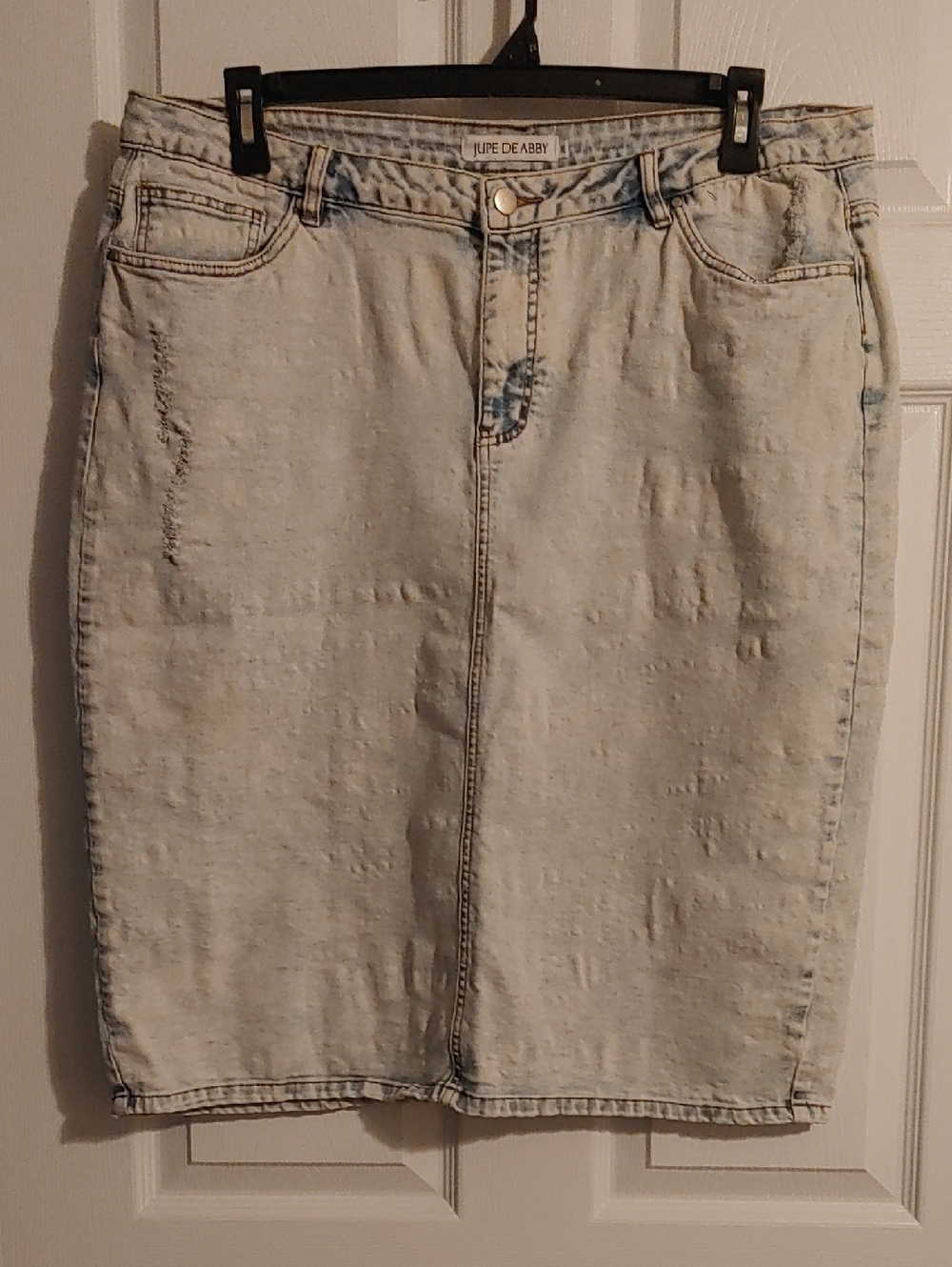 JUPE DE ABBY-ACID WASH DISTRESSED DENIM SKIRT PLUS SIZE 2X LIKE NEW